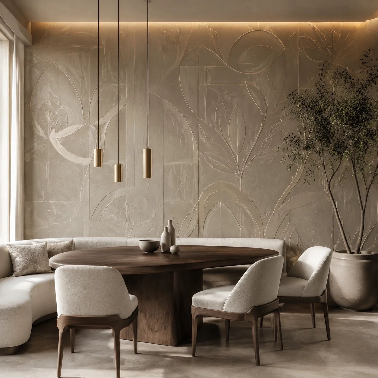 Stencil bespoke patterned decorative wall texture finish