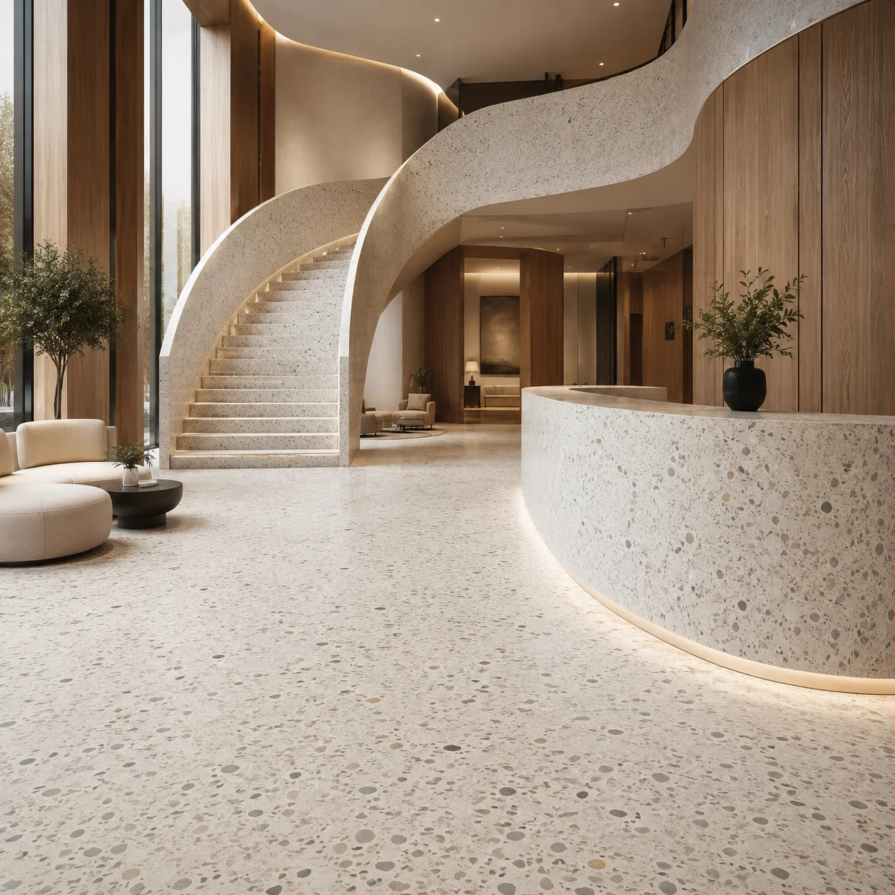 Washed Terrazzo exposed-aggregate decorative surface finish